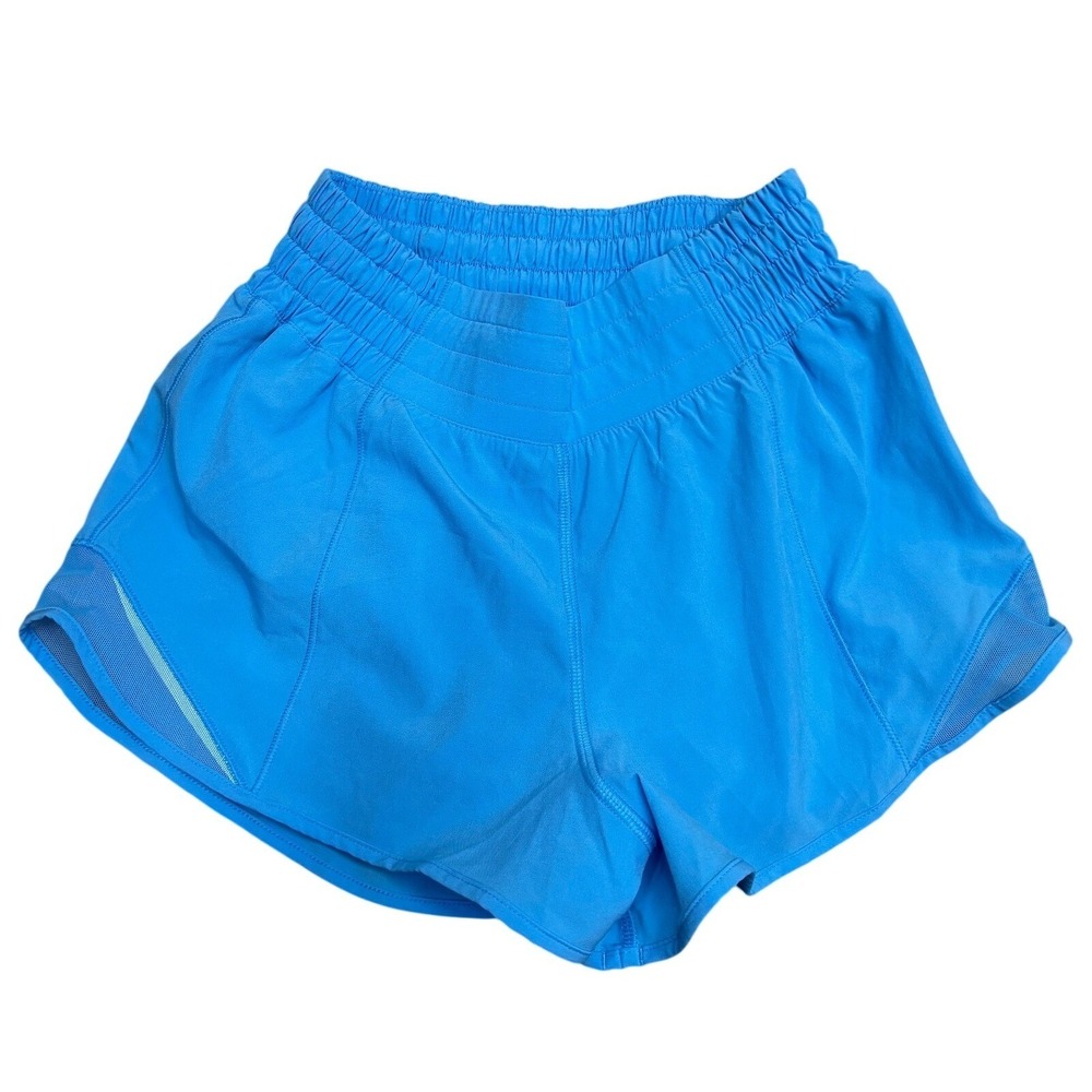 Lululemon Hotty Hot‎ High Rise Lined Short 2.5 Cyan Blue KYBL LW7AYYR Womens 2
